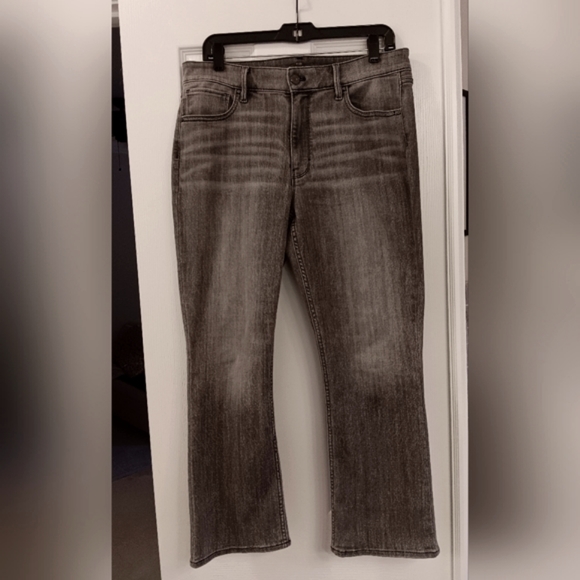 White House Black Market High Rise Bootcut Cropped Jeans, Size 12, Gray - Picture 1 of 7